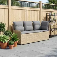vidaXL Gartenarmsessel mit Ecksofa 2 Stück Beige und Hellgrau - Gartenstühle DE999
