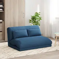 vidaXL Bodenstuhl Blau 110 x 82 x 55 cm Stoff - Fernseh- & Relaxsessel DE1204