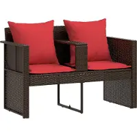 vidaXL Garten-Sofa Braun und Rot 168 x 168 x 180 cm Polyrattan