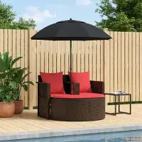 vidaXL Garten-Sofa Braun und Rot 168 x 168 x 180 cm Polyrattan - Gartenliegen DE1014