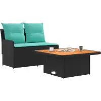 vidaXL Garten Armlehnen Sofa mit Klapptisch 2 Stück Schwarz und Türkis