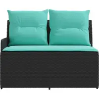 vidaXL Garten Armlehnen Sofa mit Klapptisch 2 Stück Schwarz und Türkis