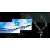Philips 27E1N1600AE/00 Doppelpack + BlueBuilt Monitorhalterung Mechanische Feder für 2 Monitore