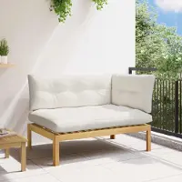 vidaXL Ecksofa Einheit Helles Akazie und cremeweiß 132 x 92 x 82 cm - Gartenstühle DE1092