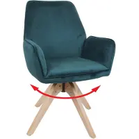 Mendler Esszimmerstuhl MCW-G67, Esstischstuhl Küchenstuhl Stuhl mit Armlehne, drehbar Holz Samt 320 g/m² MVG grün