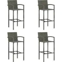 vidaXL Barhocker 4 Stk. Grau Poly Rattan - Barhocker DE715