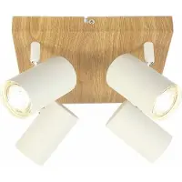 REALITY IMPORT Deckenleuchte Quentin, helles Holz, 4xGU10, 12W pro Fassung, Metall, Abmessungen: 12x25x25 cm, IP20, Marke: Reality