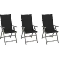 vidaXL Eleganten-Stil Verstellbare Gartenstühle 3 Stk. mit Auflagen Massivholz Akazie DE3109162