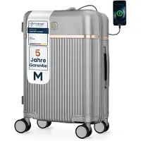 4FLY Hartschalen-Reisekoffer »Lumina« M - 37 L silber, 37x54x23 cm