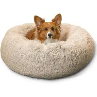 OEM Katzen Hundebett Donutform Waschbar Taupe 76cm