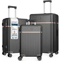 4FLY Hartschalen-Reisekoffer Set 3-teilig (M/L/XL) aus Polycarbonat – mit TSA-Schloss, 4 Spinner-Doppelrollen und Aluminium-Teleskopgriff