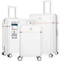 4FLY Hartschalen-Reisekoffer Set 3-teilig (M/L/XL) aus Polycarbonat – mit TSA-Schloss, 4 Spinner-Doppelrollen und Aluminium-Teleskopgriff