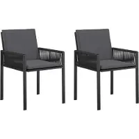 vidaXL Eleganten-Stil Gartenstühle 6 pcs - Terrassenstühle - Balkonstühle - Schwarz und Dunkelgrau Poly-Rattan - Gartenstühle - Möbel26