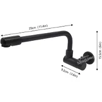 StarTech.com Küchenarmatur - Wandmontage-Wasserhahn - Drehbarer Auslauf - Warm/Kalt - Messing - 29×9,2×15,5 cm - Schwarz