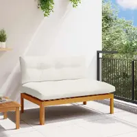 vidaXL Mittelsofa Einheit Natürlich und Cremweiß 120 x 80 x 82 cm - Gartenstühle DE1091