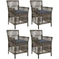 vidaXL Gartenstuhl 4 Stk. Grau und Dunkelgrau Poly-Rattan