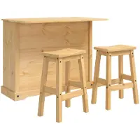 vidaXL Kücheninsel Set 3 Stk. CORONA Honigwachs 112 x 70 x 91,5 cm