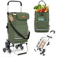 Sekey 3-in-1 Faltbarer Einkaufstrolley Treppensteiger mit Kühlfach und Spanngurt Grün