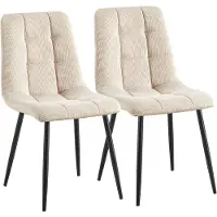 CLP 2er Set Esszimmerstühle Antibes Cordbezug gepolstert Rückenlehne bis 150 kg creme