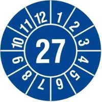 Böttcher-AG Prüfplaketten mit Jahreszahl 2027, blau, Ø 20 mm, 1.000 Stück