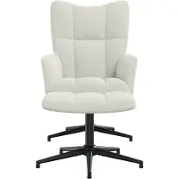vidaXL Relaxsessel mit Hocker Cremeweiß Samt