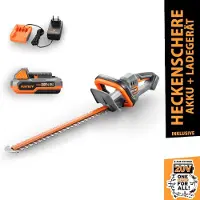 FUXTEC Heckenschere 20V inkl. Akku FX-E1HS20 Elektrischer Heckentrimmer mit Li-Ionen Batterie und Ladegerät Schnittlänge 52 cm