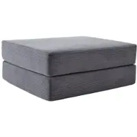 MODFU Fußschemel Cord dunkelgrau 109x95x43 cm, ausklappbar zum Einzel-Sofabett, komprimiert & montagefrei