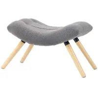 MODFU Fußhocker Polyester Dunkelgrau 67x45x38 cm, mit Buchenholzbeinen und Polsterung