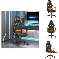vidaXL Gaming-Stuhl mit Massage & Fußstütze Schwarz und Orange Stoff - Gaming-Sessel
