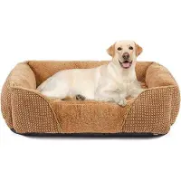 OEM Hundebett für mittelgroße Hunde - Waschbar, Antirutsch, erhöhte Kanten - Einzelstück - Beige - Polyester - 76 x 61 x 23 cm