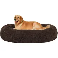 OEM Orthopädisches Hundebett, runder Hundekissen, Hundesofa, Kätzchenbett, Donut, knuddeliges Hundemöbel, waschbar, 100 cm Ø, braun