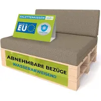 Pillows24 - Palettenkissen mit abnehmbarem Bezug - 2ER SET | Polster für Europaletten 120x80 Sofa - Wasserfest - Outdoor/Indoor | Cappucino