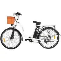 StarTech.com C6 - E-Bike Retro-Stil - 250 W Bürstenloser Motor - 36 V 12,5 Ah Herausnehmbarer Lithium-Akku - 66 cm Räder - Reichweite 31–60 km - Bis 25 km/h - Zweisitzig - Weiß