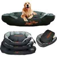 OEM Dauergeschirmt Hundebett L - Dauerhaftes Orthopädisches Sofa - Komfortables Hundebett - Haustierbett - Waschbar - Schwarz