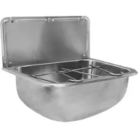 Nofer Hängespüle mit Rückwand und Rost 460x246x342 mm, Edelstahl matt