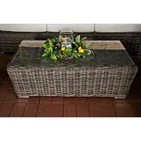 Sonstige Verlage Glastisch deluxe - Gartentisch Rattangeflecht - Couchtisch - 100cm
