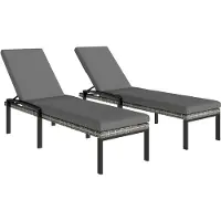Welikera 2er Set Sonnenliege Polyrattan Gartenliege mit 5-Fach verstellbar Rückenlehne Auflage bis 120kg Hellgrau