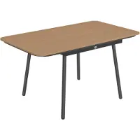 Dopwii Gartentisch 140 x 80 cm für 6 Personen rostbeständig Outdoor Esstisch mit WPC-Tischplatte Verstellbare Füße, Teak