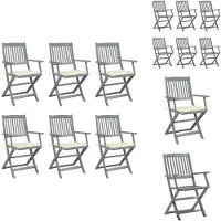 vidaXL Klappbare Gartenstühle 6 Stk. mit Sitzkissen Massivholz Akazie - Gartenstühle