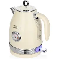 Zilan Retro Wasserkocher Edelstahl 1,7L kabellos mit 360° Basis 2200W Beige