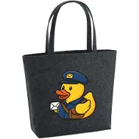 Hellweg Druckerei Huuraa Filzshopper Quietscheente Postbote Gummiente Briefträger 22 Liter Charcoal Melange Filztasche Geschenkidee