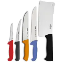 Pirge Metzgermesser Set 5 TLG Schlachtermesser - Fleischermesser - Exzellenter Schärfe Ausbeinmesser - Hackmesser