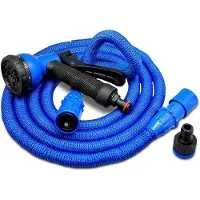 OEM Erweiterbare Gartenschlauch - Verlängerbar bis 22 Meter - 7 Bewässerungsmuster - Blau - Gartenschlauch mit Sprinklerkopf