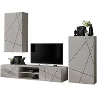 Furn.Design Wohnwand "Metrik" in Kaschmir und schwarz Schrankwand mit Streifendruck 260 cm, Push-to-Open