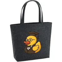 Hellweg Druckerei Huuraa Filzshopper Quietscheente Professor Gummiente Lehrer 22 Liter Charcoal Melange Filztasche Geschenkidee