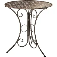 Locker Kobolo Dekorativer Gartentisch Metalltisch Tisch aus braunem Metall mit Stanzungen Blumenoptik 60cm - Balkontisch Terrassentisch Esstisch Verzierung