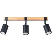 Licht-Erlebnisse Spot Strahler Holz Metall GU10 verstellbar Natur Schwarz 3-flammig länglich Skandinavisch