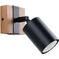 Licht-Erlebnisse Wandleuchte Holz Metall GU10 verstellbar Natur Schwarz Skandinavisch Wandspot