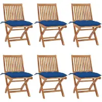 vidaXL Möbel Klappbare Gartenstühle mit Kissen 6 Stk. Massivholz Teak - Gartensessel 3072859