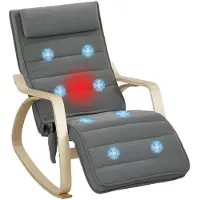 SUGIFT Schaukelstuhl Massage-Funktion Lendenheizung 3 Modi Stoffbezug Grau Entspannung